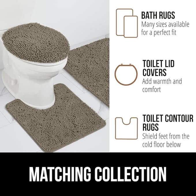GORILLA GRIP Bath Rug Mat 30x20, Thick Soft Absorbent Chenille, Quick Dry Microfiber Mats, Rubber Backing Washable Shower Floor Rugs, US Designed Bathroom Bathmat Home Decor Accessories, Latte