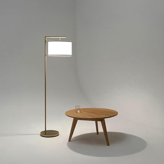 Brightech Montage Modern Floor lamp, LED Floor Lamp for Living Rooms & Offices - Tall Standing Lamp for Bedroom Reading - Corner Pole Lamp for Contemporary Home Decor - Gold, Antique Brass