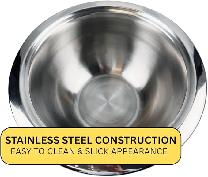 Stainless Steel Bowl | 9.75" x 4" (24.8 cm x 10.2 cm) | Brushed Finish with Polished Rim | Perfect for Mixing & Serving | Lightweight & Durable | Suitable for All Occasions
