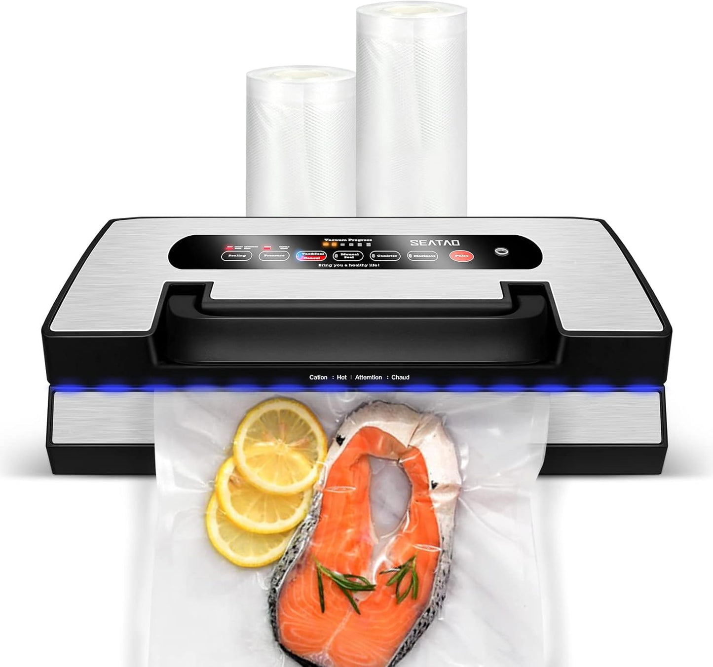 SEATAO VH5188 Automatic Vacuum Sealer Machine, 90kPa Multifunction Commercial Vacuum Food Sealer For Food Preservation, Dry & Moist & Food & Extended Modes, LED lights, Double Seal