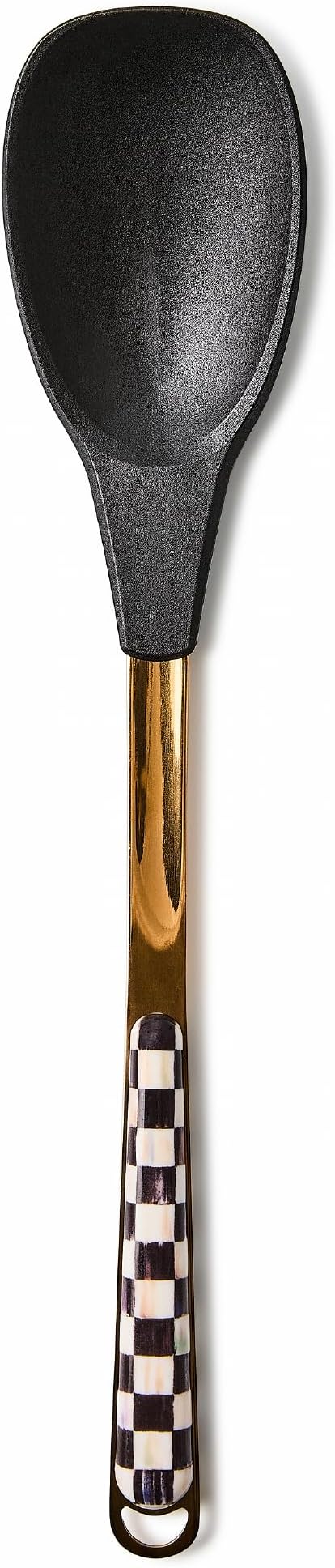 MACKENZIE-CHILDS Kitchen Spoon, Silicone Cooking Spoon, Black-and-White Courtly Check