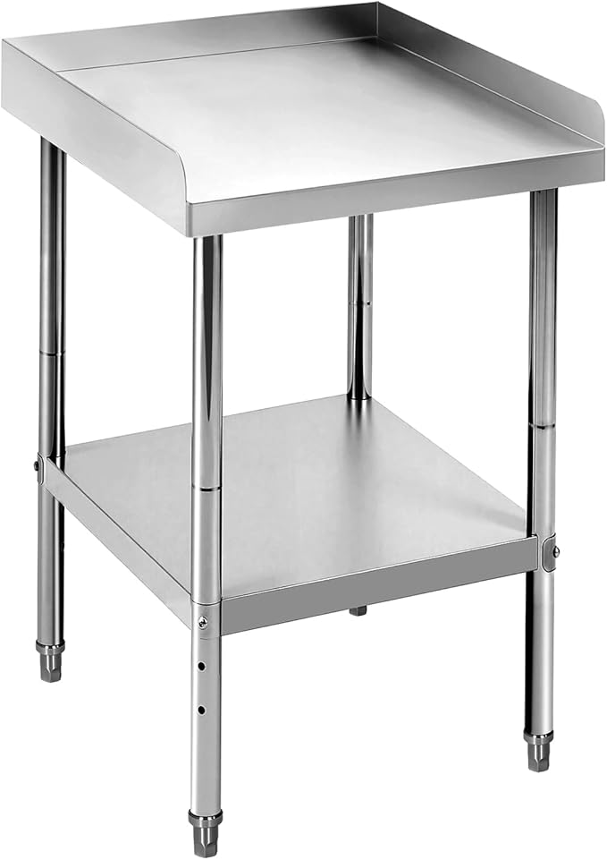 12x24x30 in Stainless Steel Equipment Grill Stand Table 400 LBS Capacity NSF Certified with Adjustable Legs, 2 in Edge Baffle, for Hotel, Home, Commercial Restaurant Kitchen