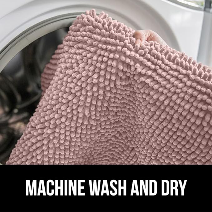 GORILLA GRIP Bath Rug Mat, Thick Soft Absorbent Chenille, Quick Dry Microfiber Mats, Rubber Backing Washable Shower Floor Rugs, US Designed Bathroom Bathmat Home Decor Accessories, 24x17 Dusty Rose