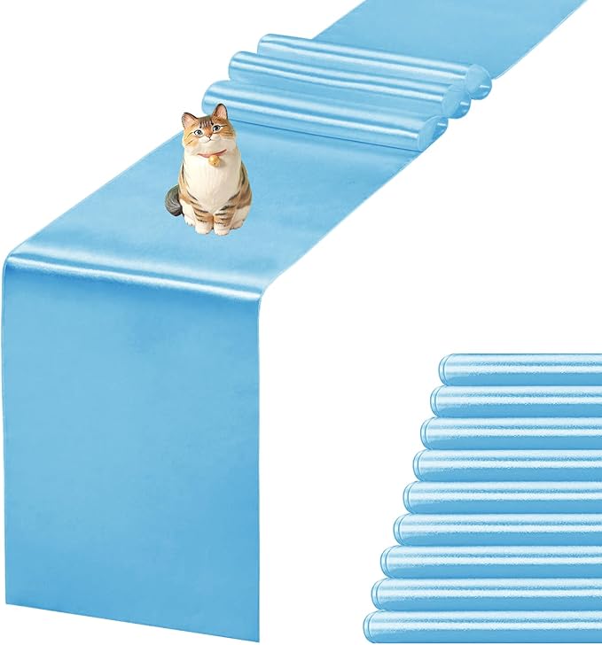 10 Pack Table Runner 12 X 108 Inch Silk Table Runner for Party,Wedding, Birthday, Banquets,Decoration(Blue)