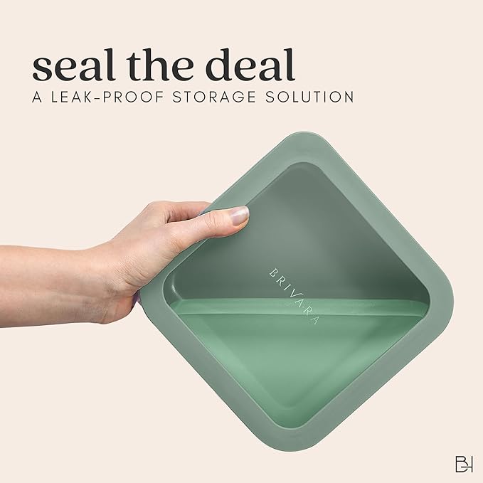 Ceramic Coated Glass Food Storage Container | No PTFE, PFOA, PFAS, and BPA | Reusable Non Toxic Meal Prep Container with Glass Lid | Easy To Store | 3 Cup Rectangle [Willow]