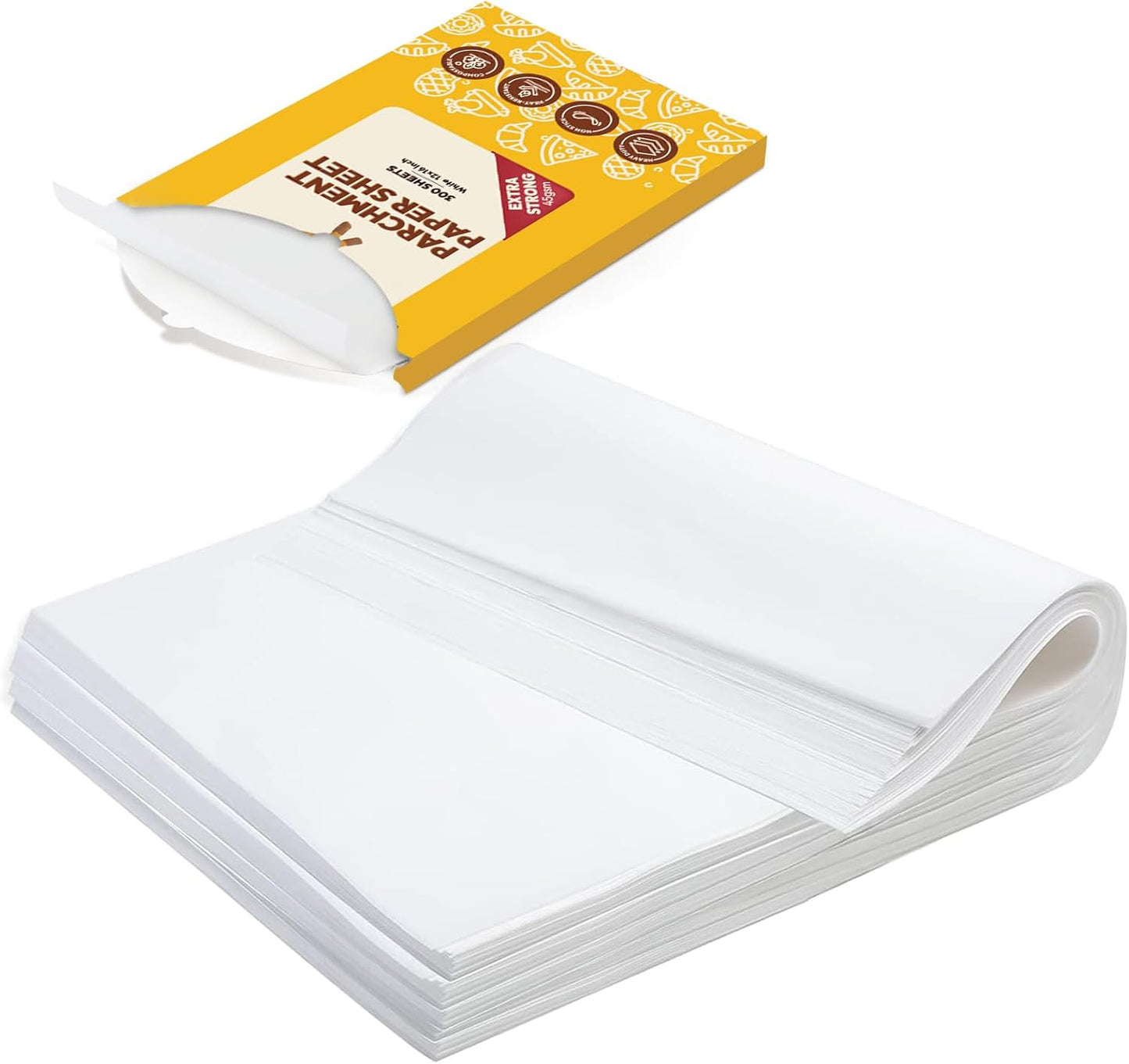 Katbite Parchment Paper, Heavy Duty 12x16 inches Baking Paper, 300 Sheets Oil-proof and Non-stick Parchment Paper Sheets Perfect for Air Fryer, Grilling,Cooking and Wrapping [Advanced Series]