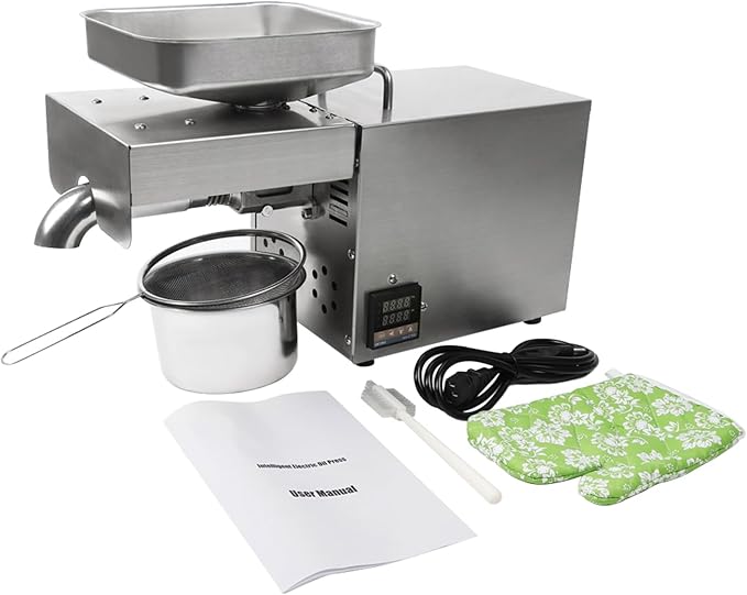 Commercial Oil Press Machine, 610W Hot/Cold Electric Automatic Oil Extractor W/Intelligent Temperature Control for Home and Kitchen - SUS304 stainless steel