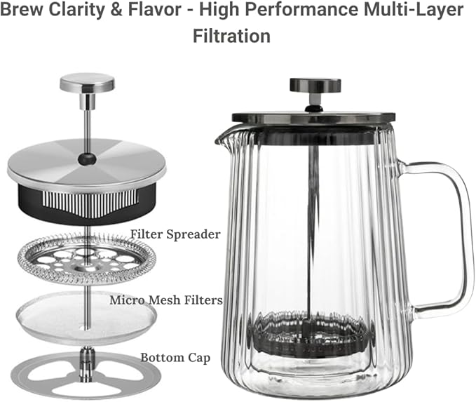 Coffee & Cheers Gift Bundle – Elegant French Press with Hand -Blown Champagne Flutes