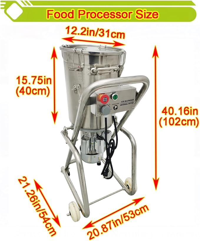 Commercial Food Processor 32L Stainless Steel Meat Vegetable Chopper Food Cutter 1800W Meat Grinder Meatball Beater Blender for Fruit Vegetable Grains Garlic