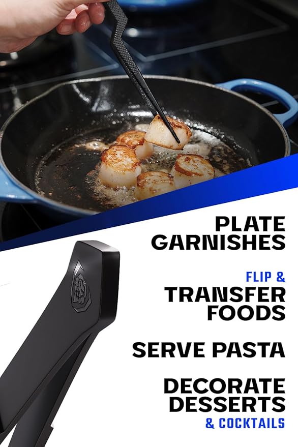 Dalstrong Professional Food Tweezers and Kitchen Tongs Set-2pc(6.5" & 10")-High-Precision, Black Titanium Coating, Multi-Use, 304 Stainless Steel-Gift Perfect for Culinary