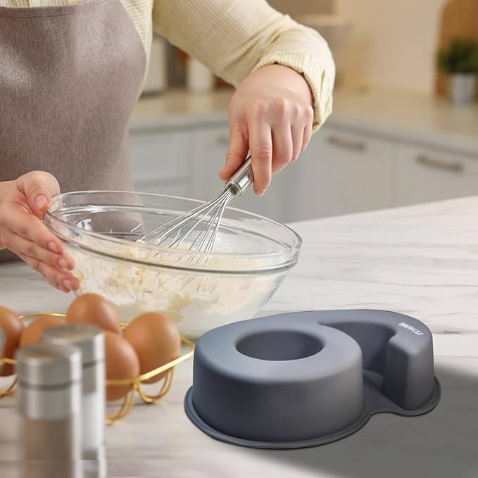 Dioycli Large Number Cake Pans for Baking 3D Cake Silicone Cake Mold DIY Personalized Cake Pan for Birthday and Wedding Anniversary Number 6 Cake Pan of 10 Inch