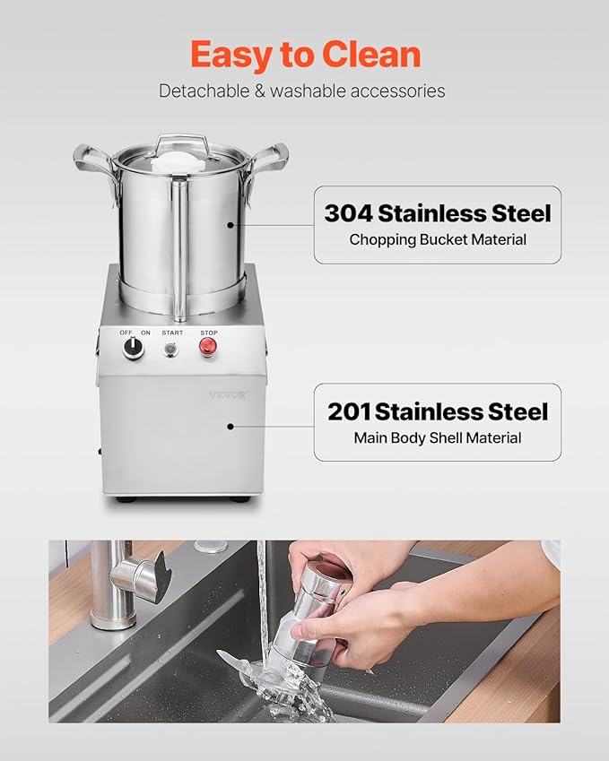 VEVOR Food Processor & Vegetable Chopper, 4.3 Quart Food-Grade Stainless Steel Food Processor Chopper with 2 Extra S-Curve Blades, Ideal for Chopping Vegetables, Fruit, Grains, Nuts