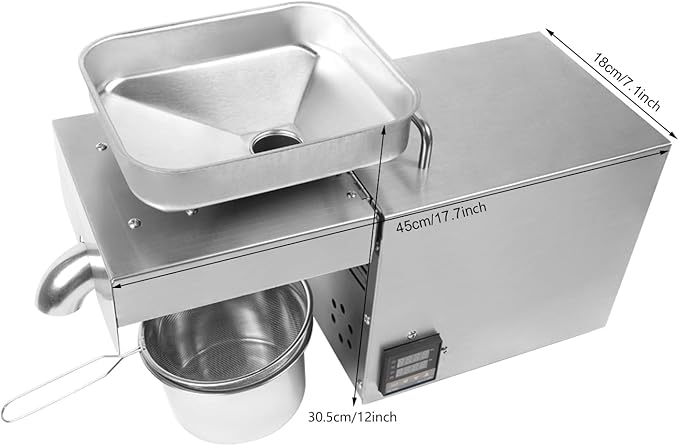 Commercial Oil Press Machine, 610W Hot/Cold Electric Automatic Oil Extractor W/Intelligent Temperature Control for Home and Kitchen - SUS304 stainless steel