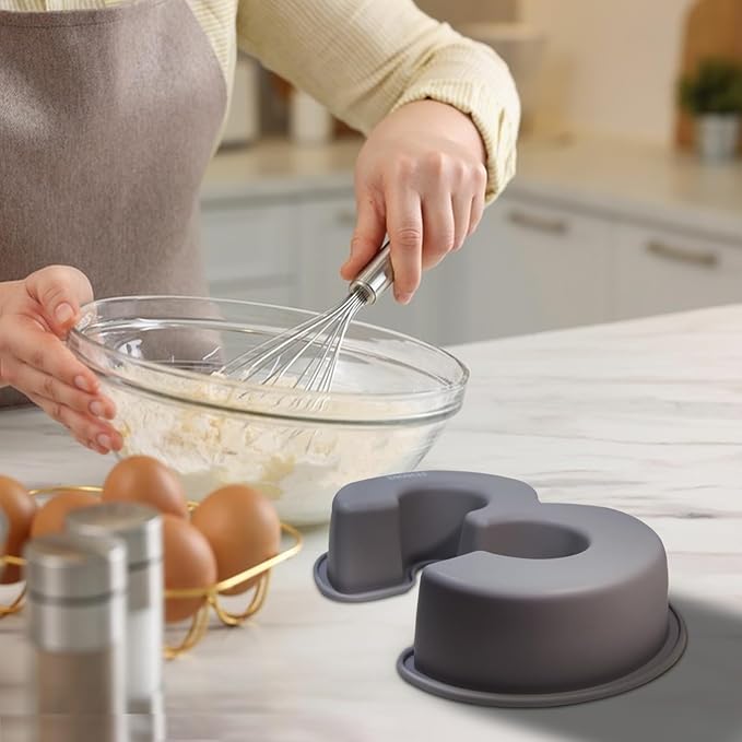 Dioycli Large Number Cake Pans for Baking 3D Cake Silicone Cake Mold DIY Personalized Cake Pan for Birthday and Wedding Anniversary Number 3 Cake Pan of 10 Inch