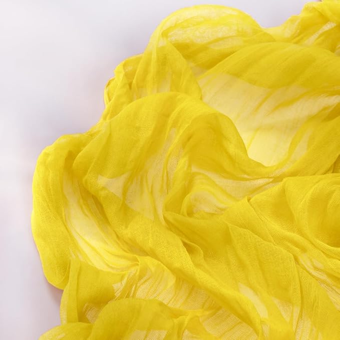 Lemon Yellow Cheesecloth Table Runner 4 Pack Christmas Table Runners Boho Gauze 120 Inches Yellow Cheese Cloth Table Decor for Xmas Holiday Season Parties Wedding Bridal Baby Shower Decor