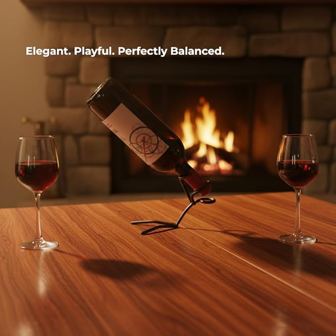 Fun Wine Bottle Stand, Metal Drinking Stickman Figure, Unique Wine Bottle Holder, Elegant Bottle Display