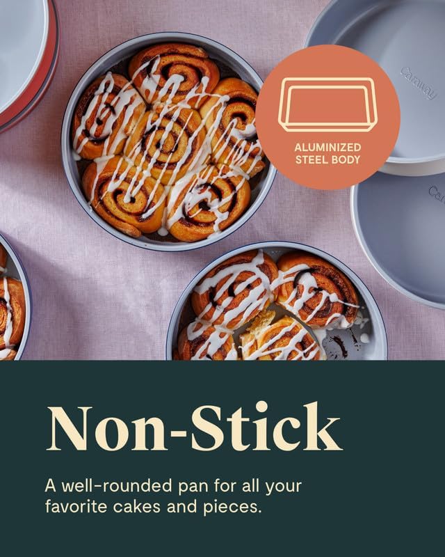 Caraway Non-Stick Ceramic 9” Circle Pan - Naturally Slick Ceramic Coating - Non-Toxic, PTFE & PFOA Free - Perfect for Birthday Cakes, Tartes, & More - Sage