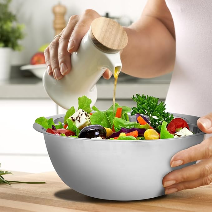 Stainless Steel Mixing Bowls Set of 5, Small Metal Mixing Bowl for Baking, Prepping, Cooking and Serving, Salad, Vegetables,Sizes 9.4" 8.6" 7.8" 6.3" 5.5" (Lid not Included) (set of 5)