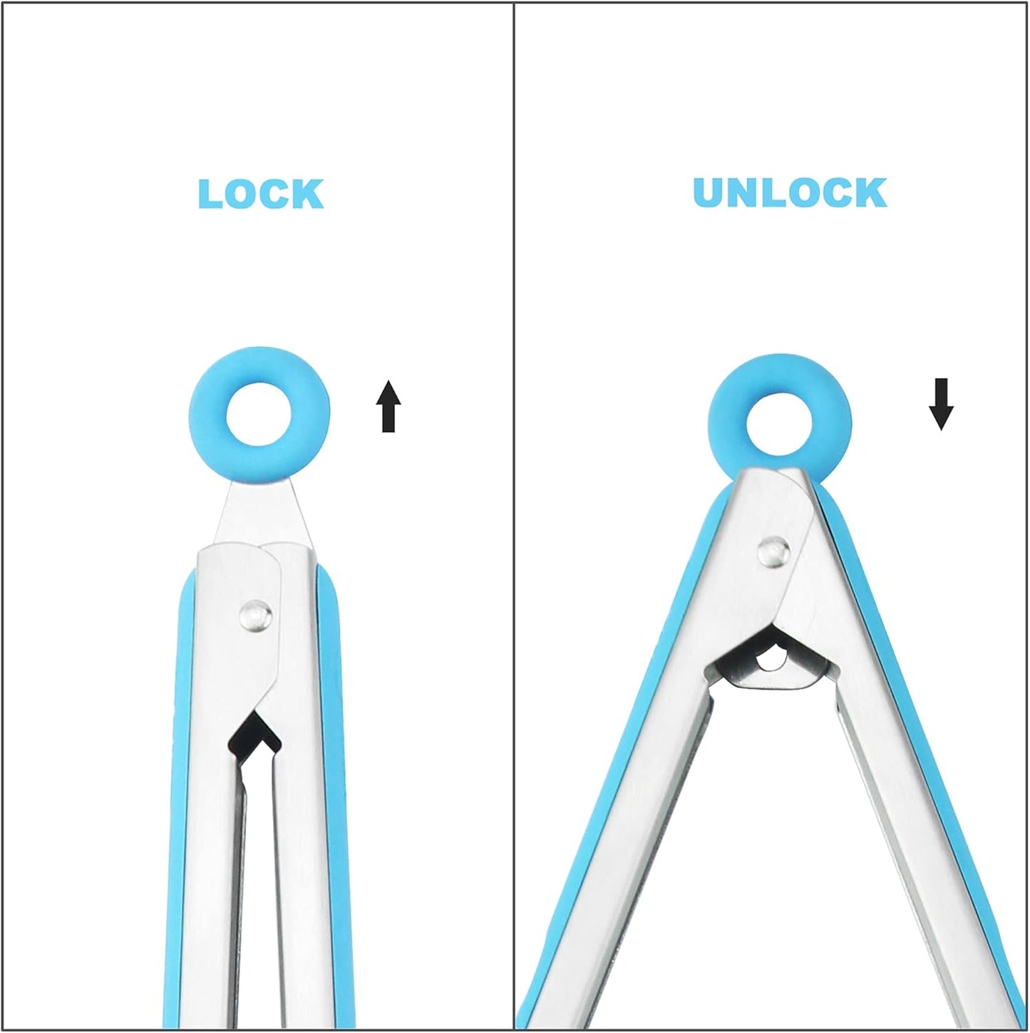 4 Pack Blue Kitchen Tongs, Premium Silicone BPA Free Non-Stick Stainless Steel BBQ Cooking Grilling Locking Food Tongs, 9-Inch & 12-Inch