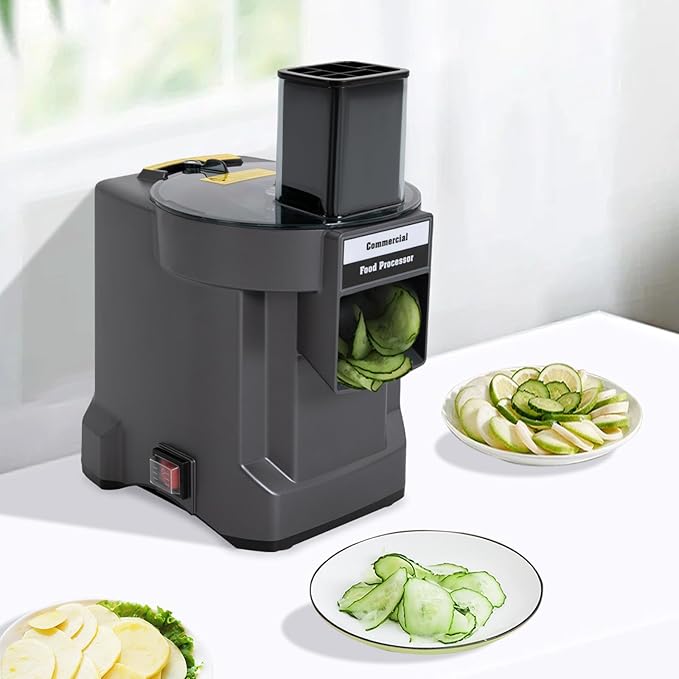 Electric Vegetable Dicer Slicer Commercial Food Processor 3 in 1 Vegetable Dicer Shredder & Slicer with 3 Steel Blades Automatic Veggie Fruit Cutting Slicing Machine for Restaurants