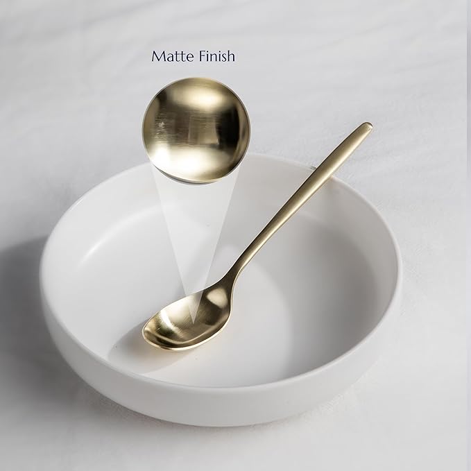 JazzUpCo Ava Flatware Flatware non toxic 18/10 stainless steel dishwasher safe (Matte Champagne Gold, 8 Person Set (40 Pieces))