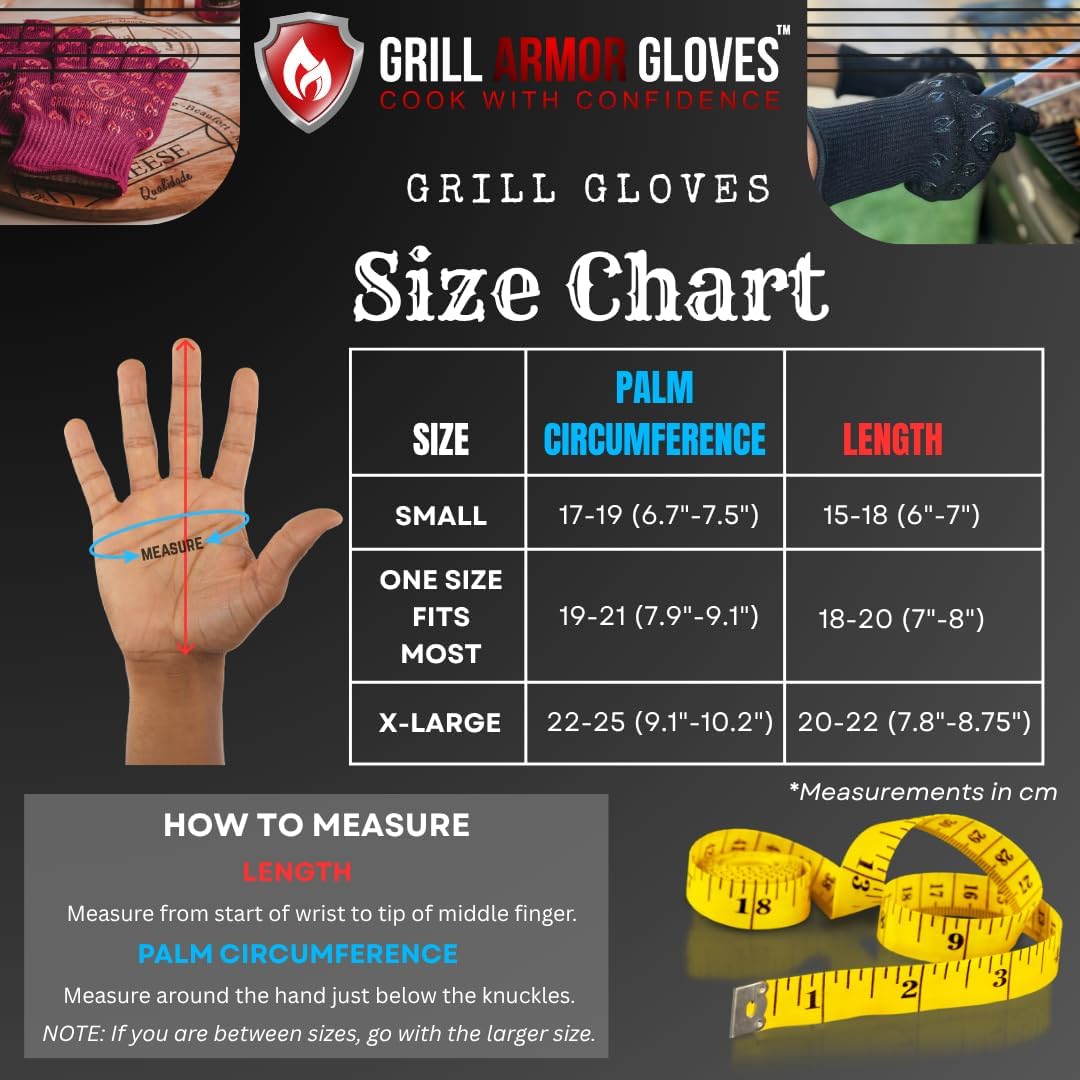 Oven Gloves 932°F Extreme Heat & Cut Resistant Oven Mitts with Fingers for BBQ, Cooking, Grilling, Baking – Accessory for Smoker, Cast Iron, Fire Pit, Camping, Fireplace and More