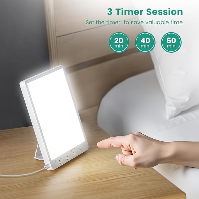 Light Therapy Lamp - 10000 Lux Therapy Light, 3 Color Temperature & Wall Mount with Memory Function, Touch Control Portable Daylight Therapy Lamp with Adjustable Brightness for Home & Office.