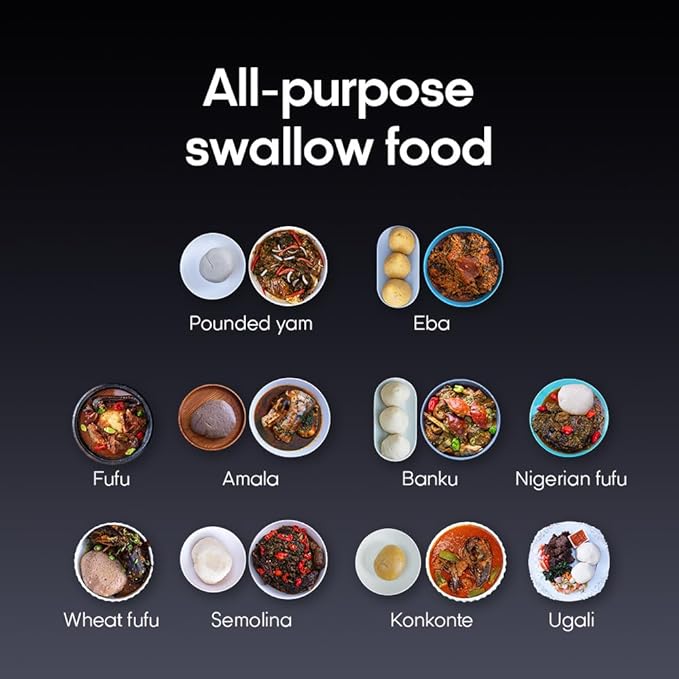 Syinix Swallow Maker Pro – Automatic African Food Swallow Mixer, Food Processor, Food maker, Fufu Machine for Fufu, Pounded Yam, Banku, Semolina, Mashed Potato