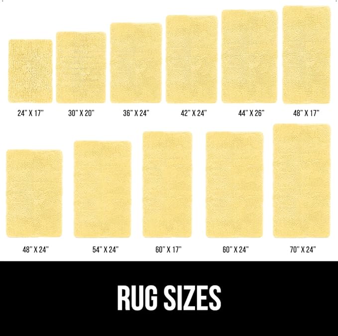 GORILLA GRIP Bath Rug Mat, Thick Soft Absorbent Chenille, Quick Dry Microfiber Mats, Rubber Backing Washable Shower Floor Rugs, US Designed Bathroom Bathmat Home Decor Accessories, 24x17 Yellow