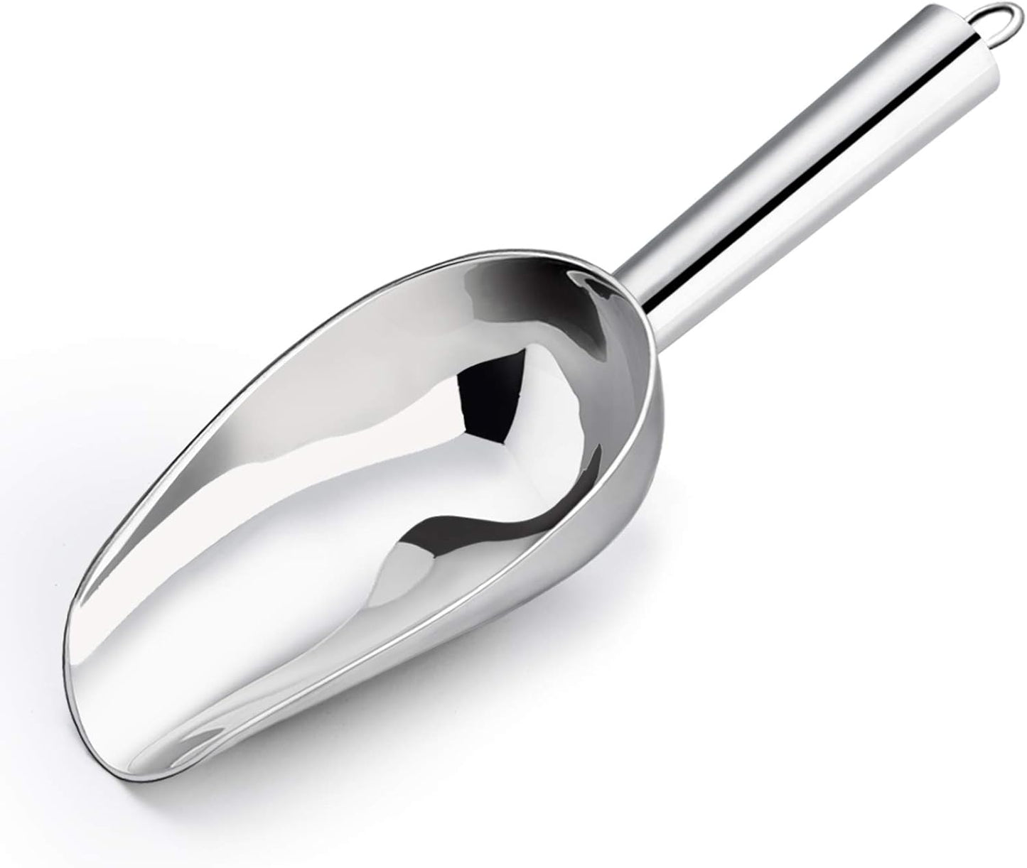 P&P CHEF Food Ice Scoop, Stainless Steel Scoop, Metal Candy Popcorn Flour Utility Scooper for Wedding Party Bar Kitchen Bath, Heavy Duty & Dishwasher Safe, (8oz, 1Pc)