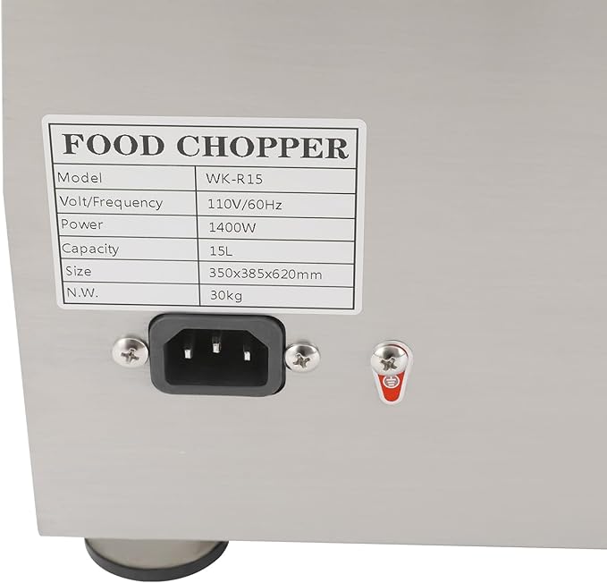 15L/3.96Gal Commercial Food Processor, Stainless Steel Food Chopping Machine 110V 1400W Electric Vegetable Chopper for Chili Peppers, Carrots, Garlic, Onions, 1400rpm (15L/3.96Gal)