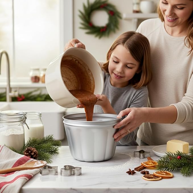 Mrs. Anderson's Baking Non-Stick Steamed Pudding Mold with Lid, 1.6-Liters