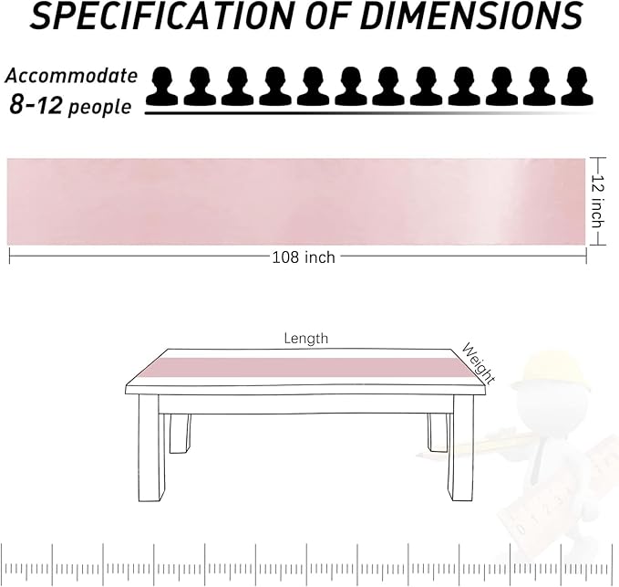 5 Pack Table Runner 12 X 108 Inch Silk Table Runner for Party,Wedding, Birthday, Banquets,Decoration(Rose Gold)