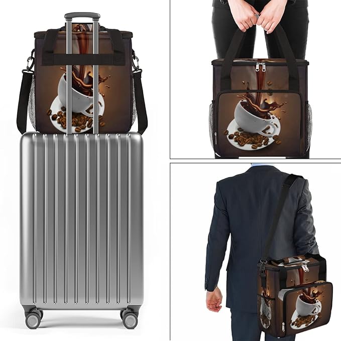 cfpolar Coffee Maker Storage Bag, Waterproof Travel Carrying Storage Tote Bag Organizer Case, Compatible with K-Mini or K-Mini Plus, And Suitable for Other Accessories， With Pockets for K-Cup Pods