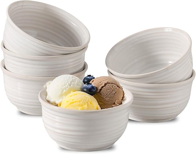 Soup Bowls, 20 Ounce Deep Ceramic Cereal Bowls for Kitchen Home, Serving Bowls Set of 6 Perfect for Oatmeal Rice Pasta Salad Dessert Breakfast, Microwave & Dishwasher Safe Durable, White