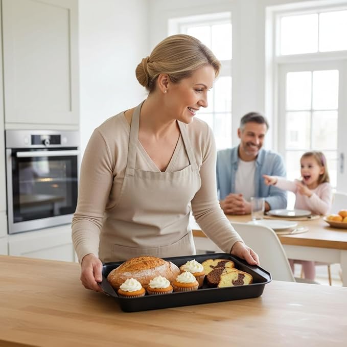 Black Large Rectangular Baking Pan Carbon Steel Non-stick Cake Mold Oven Baking Pan (Size: 16 inches long x 11 inches wide x 2 inches high)