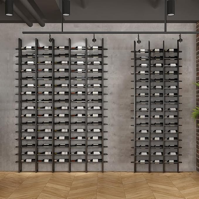 Large Wall Mount Wine Rack, 16 Tier 16 Bottle Wine Storage Organizer Display Holder, Modern Metal Wine Storage for Wine Cellars, Home Bars, Kitchens, and Dining Rooms