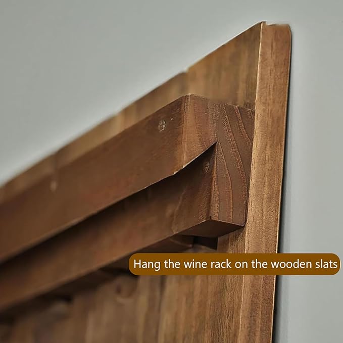 Wall Mounted riddling Wine Rack,Wooden Vertical Wine Rack Holder,Rustic Wine Storage Racks Organizer,Holds 16 Bottles,for Dining Rooms,Kitchens,Bars(9.8" W x 50.7" H, Walnut)