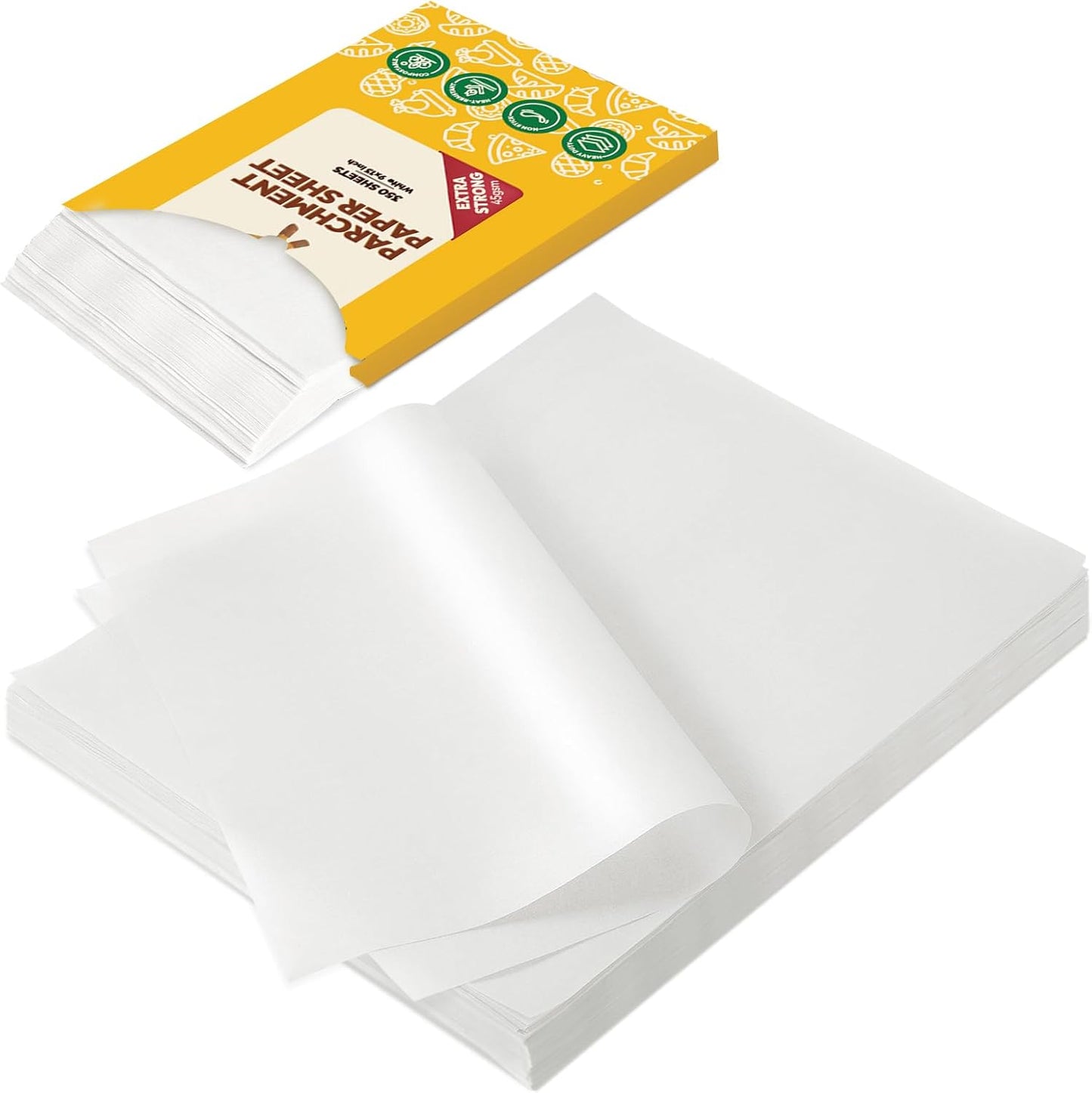 Katbite 350Pcs 9x13 In Parchment Paper Sheets, Heavy Duty White Baking Paper, Non-stick & Oil Proof for Oven, Air Fryer, Grilling, Steaming and Cooking Bread [Advanced Series]