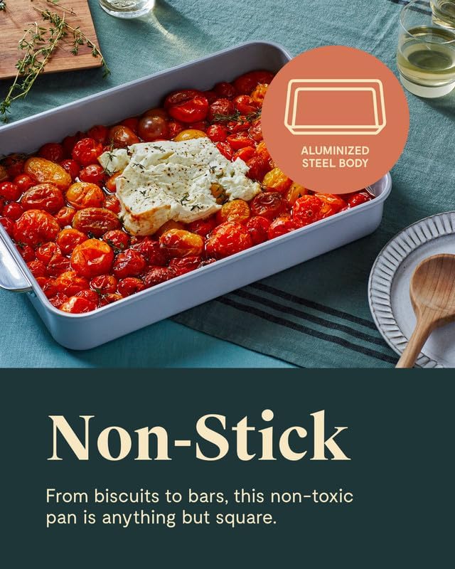 Caraway Non-Stick Ceramic 9”x13” Rectangle Pan - Naturally Slick Ceramic Coating - Non-Toxic, PTFE & PFOA Free - Perfect for Brownies, Lasagnas, and More - Marigold