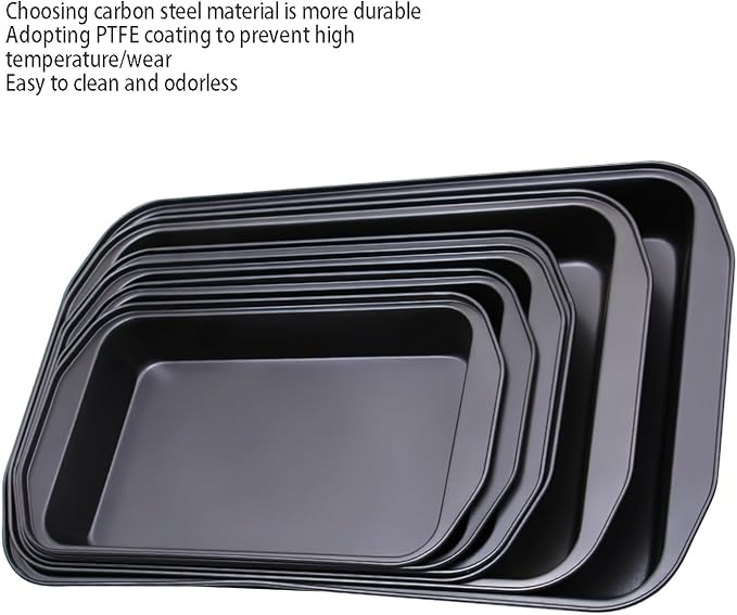 Black Large Rectangular Baking Pan Carbon Steel Non-stick Cake Mold Oven Baking Pan (Size: 16 inches long x 11 inches wide x 2 inches high)