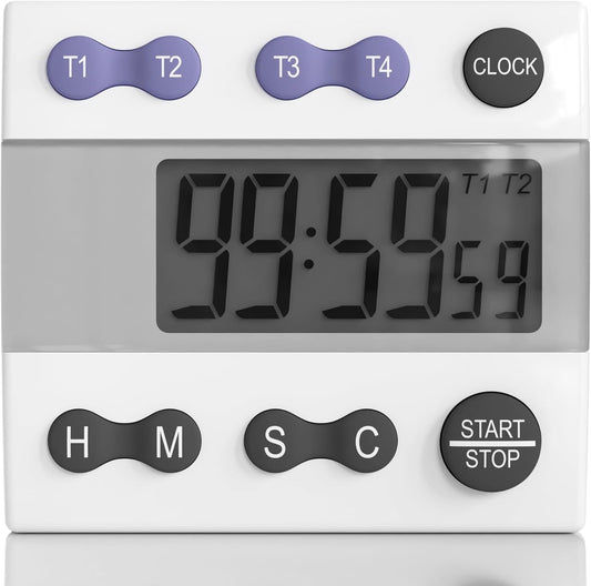 Sper Scientific Portable Digital Kitchen & Lab Timer 810015 - 4 Channel, Large Display, Loud Alarm - 4 pc