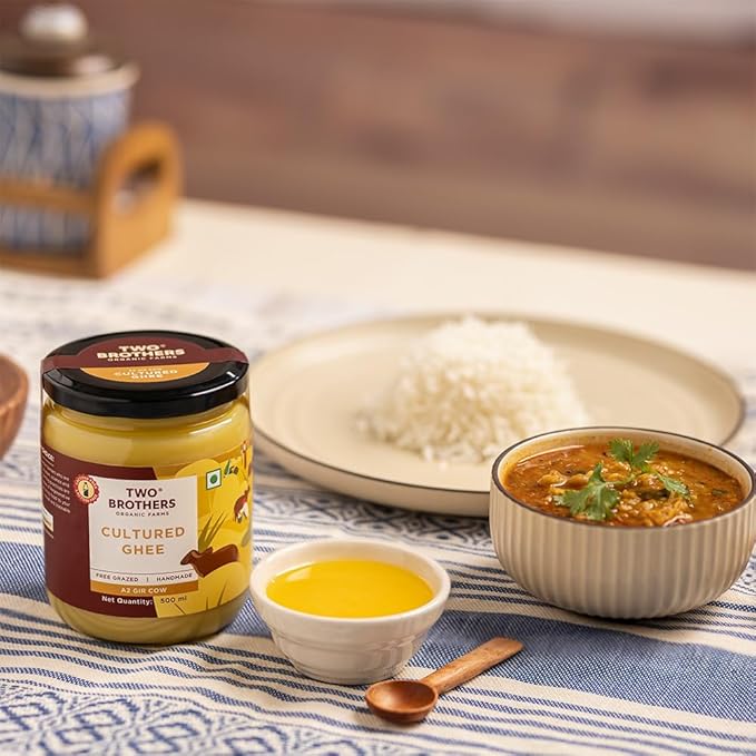 A2 Ghee Butter Organic Grass Fed from Gir Cow | Gut Friendly | Healthy Butter Alternative | Non-GMO, Lactose-Free, Keto Friendly – 16 Oz from Two Brothers Organic Farms