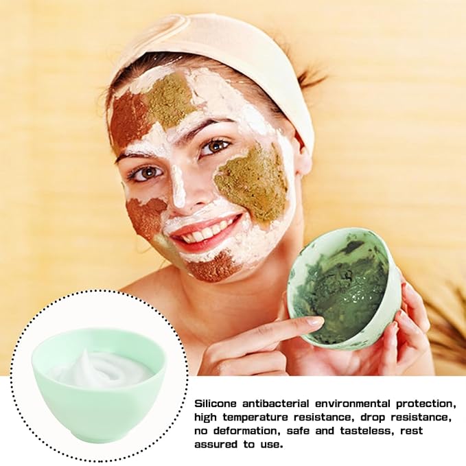 4 Inch Diy Silicone Facial Mask Mixing Bowl, 4 PCS Home Use Microwavable Silicone Facial Mud Bowl for Facial Mask, Mud Mask and Other Skincare Products, Cosmetic Beauty Tool for Home Salon,Green