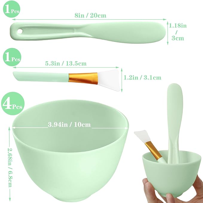 6Pcs Silicone Mixing Bowl, Silicone Bowls for Facial, DIY Face Mask Mixing Bowl for Home Salon Spa Face Skin Applicator Bowl Esthetician Supplies, Green