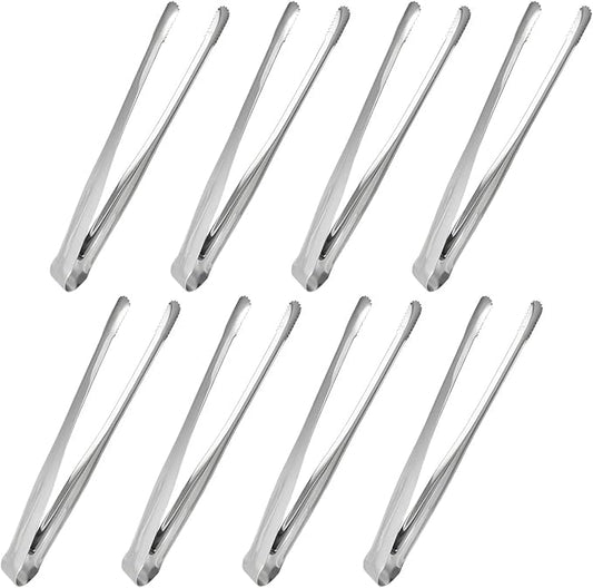 8 Pack Kitchen Tongs, Stainless Steel Serving Tongs with Non-Slip Tips for Cooking，Easily Control Kitchen Tweezer, Multi-Purpose Korean Tong for Baking, Food Plating, BBQ (9 Inch)