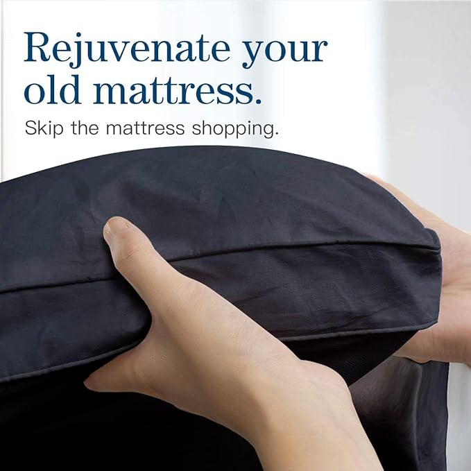 COONP Twin Mattress Topper, Extra Thick Pillowtop, Cooling Plush Mattress Pad Cover Bed Topper Protector with 8-21 Inch Deep Pocket (Black, Twin)