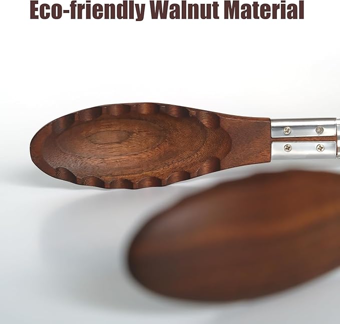 Wooden Tongs for Cooking, 15 Inch Kitchen Walnut Wood Tong with Stainless Steel Handle, Utensils for Food Serving, Salad, Toaster, Grilling, BBQ