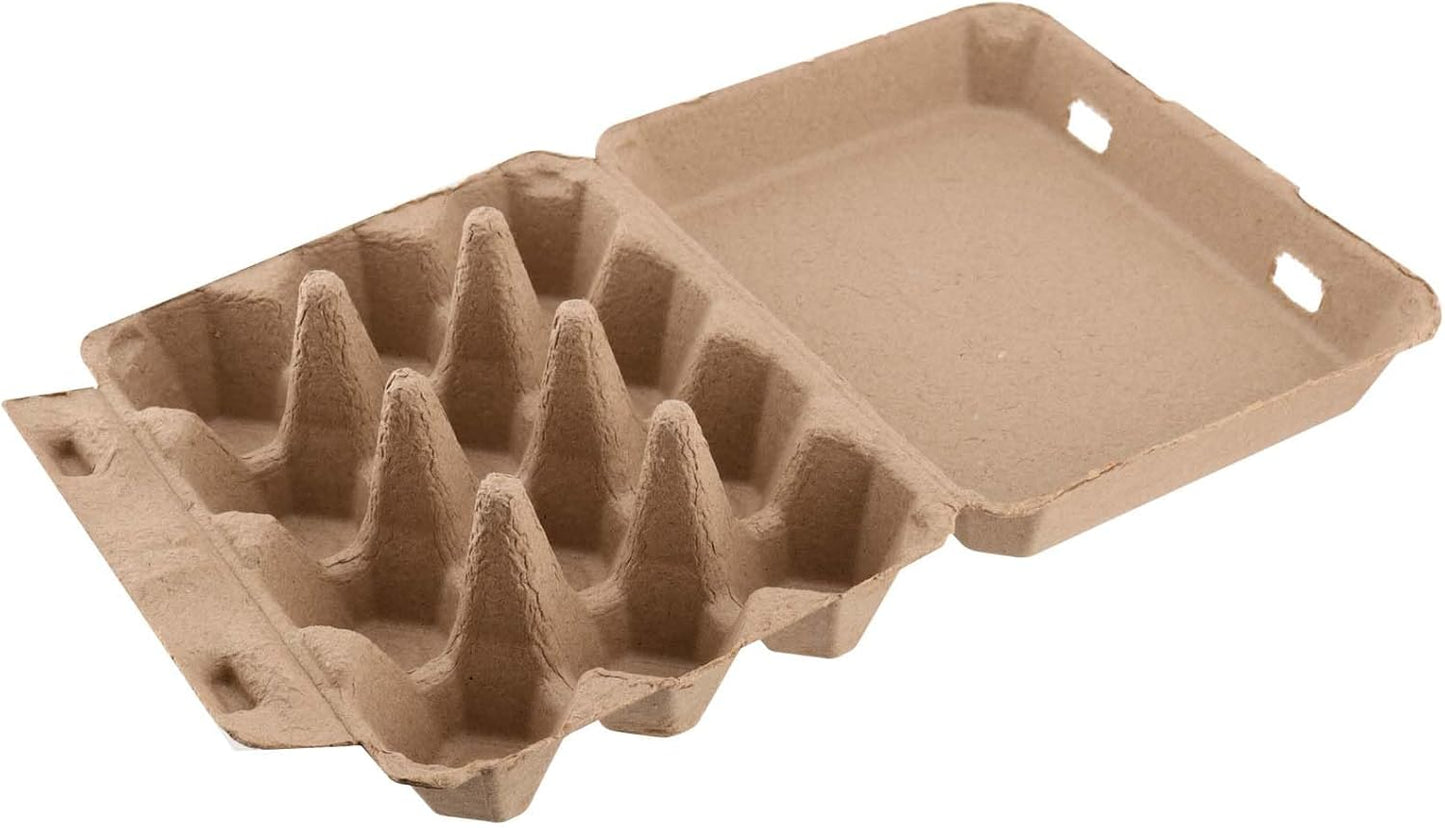 SEUNMUK 50 Pack 12 Cell Empty Egg Cartons,Brown Pulp Fiber Egg Tray Holder Stackable Egg Container holder with Lids for Storing Eggs ﻿