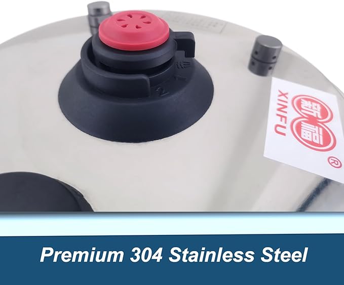 XINFU Heavy Duty 304 Stainless Steel Pressure Cooker 6.3 Quart, Serves 4-6, Standard and Fast Modes, Multi-Safety, Even-Heat Patented Base, Compatible with Gas, Electric, Ceramic and Induction Stoves
